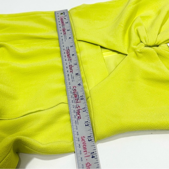 Jonathan Simkhai Kayleigh Cutout Crepe Mini Dress Lime Yellow - Picture 15 of 16